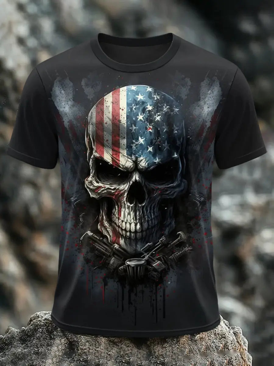 Skull Of America Veteran T-Shirt 250 Years Of Freedom Clothing Commemorative Gifts