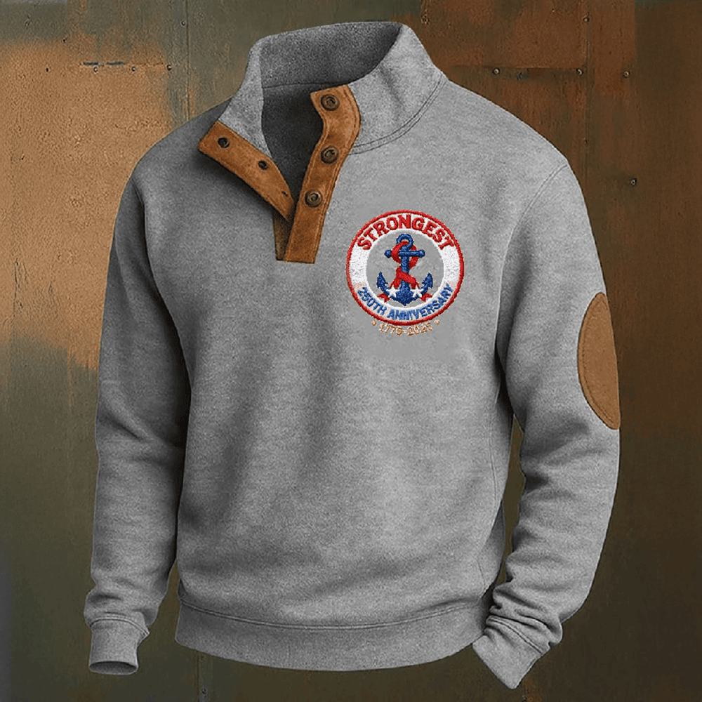 US Navy 250th Anniversary 1775 2025 Collar Stand Up Hoodie Strongest Navy Merch Gift For Him