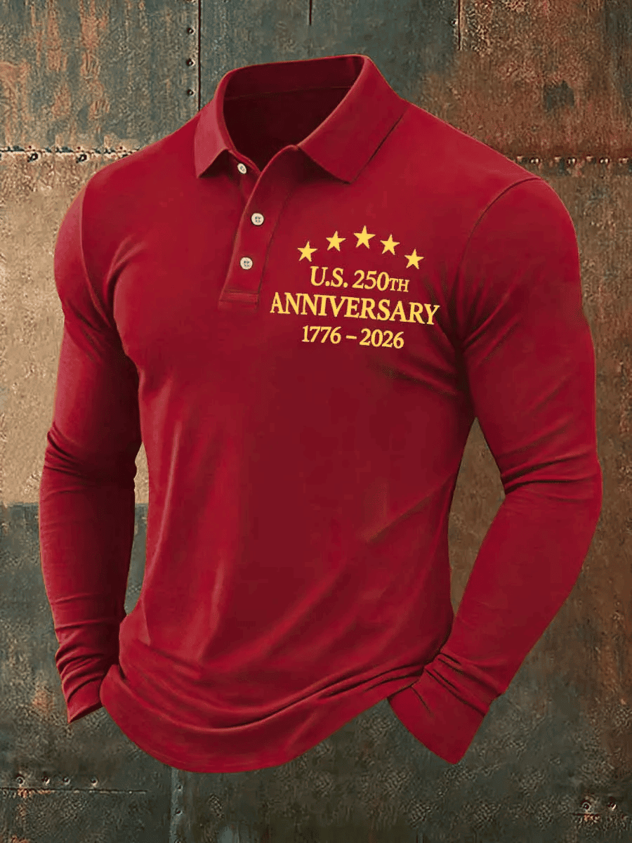 USA 250Th Anniversary 1776 2026 Polo Long Sleeve Shirt America's Birthday Merch Gifts For Dad