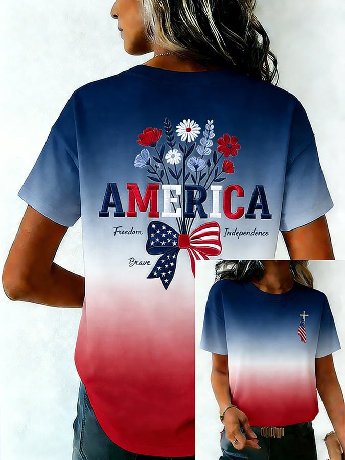 USA 250th Anniversary Shirt Faith Freedom Independence Brave T-Shirt Gift for Wife