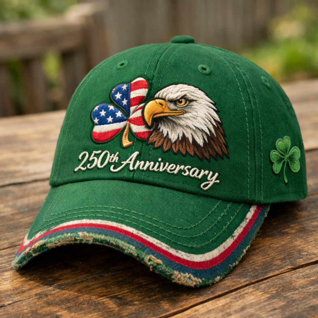 Eagle 250th Anniversary Shamrock Art Hat America's Birthday Baseball Cap St Patrick's Day Gift