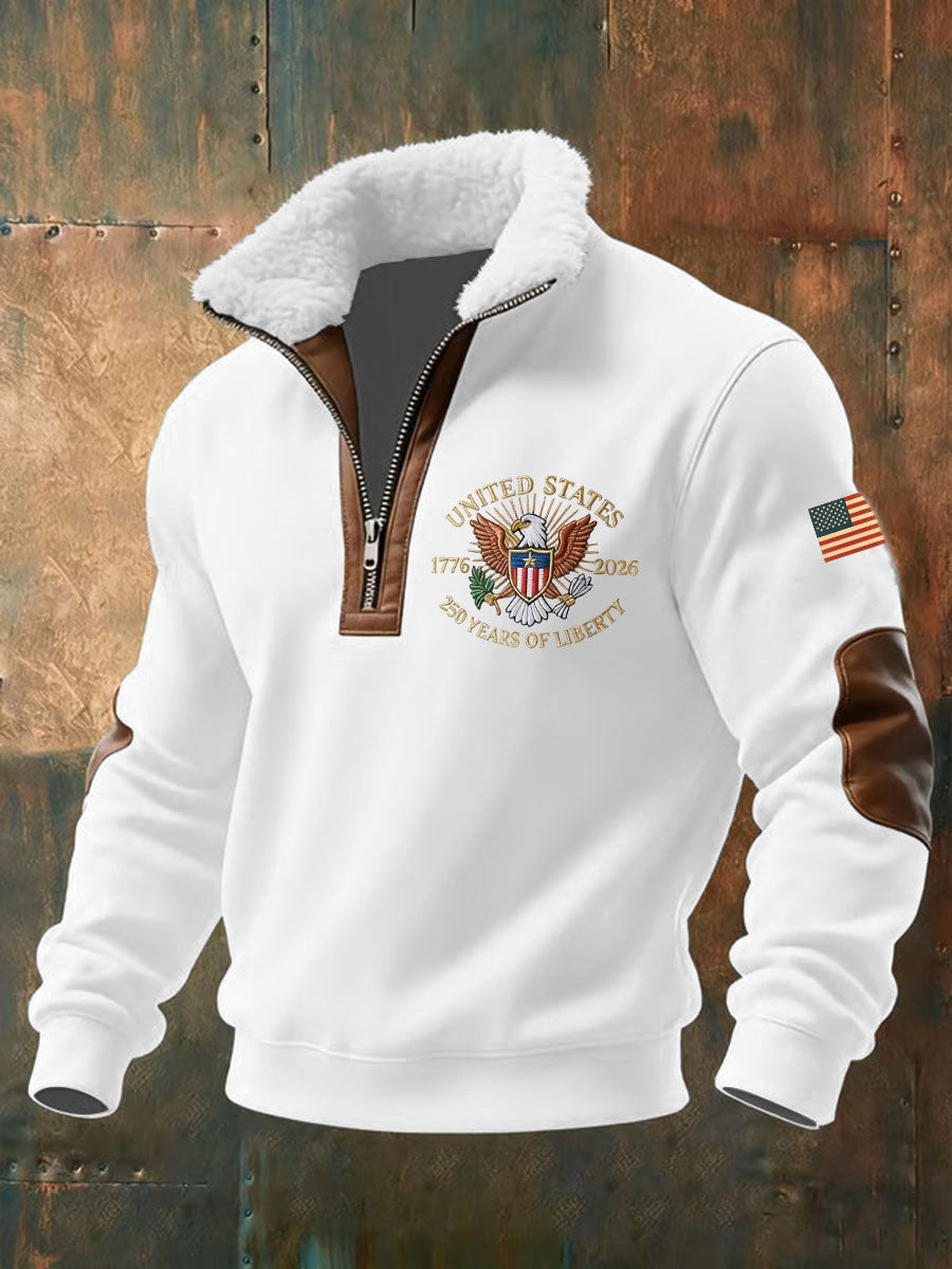 Eagle United States 250 Years Of Liberty Stand Collar Quarter Zip Sweatshirt Best Dad Gift