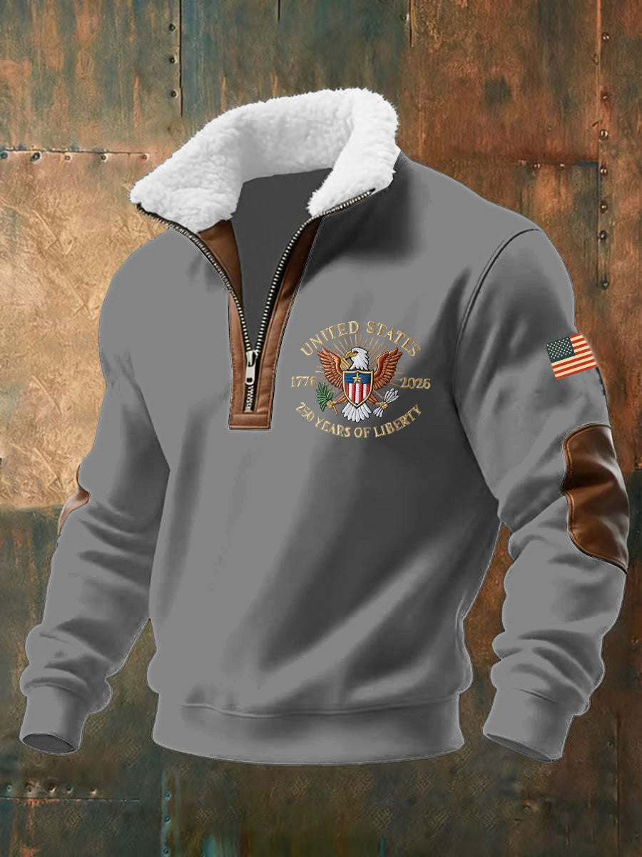 Eagle United States 250 Years Of Liberty Stand Collar Quarter Zip Sweatshirt Best Dad Gift