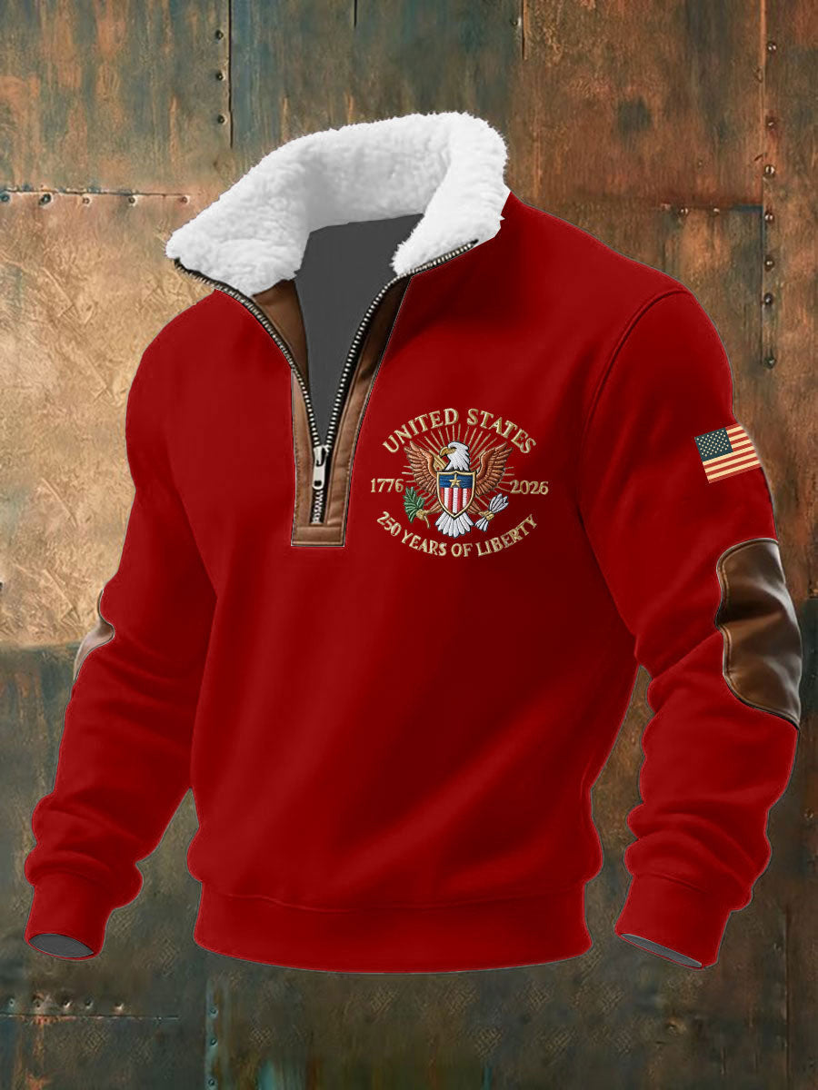 Eagle United States 250 Years Of Liberty Stand Collar Quarter Zip Sweatshirt Best Dad Gift