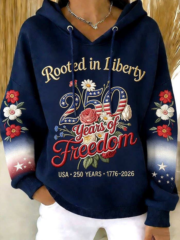 Women's Vintage America 250Th Anniversary Hoodie Rooted In Liberty Clothes Gift For Her