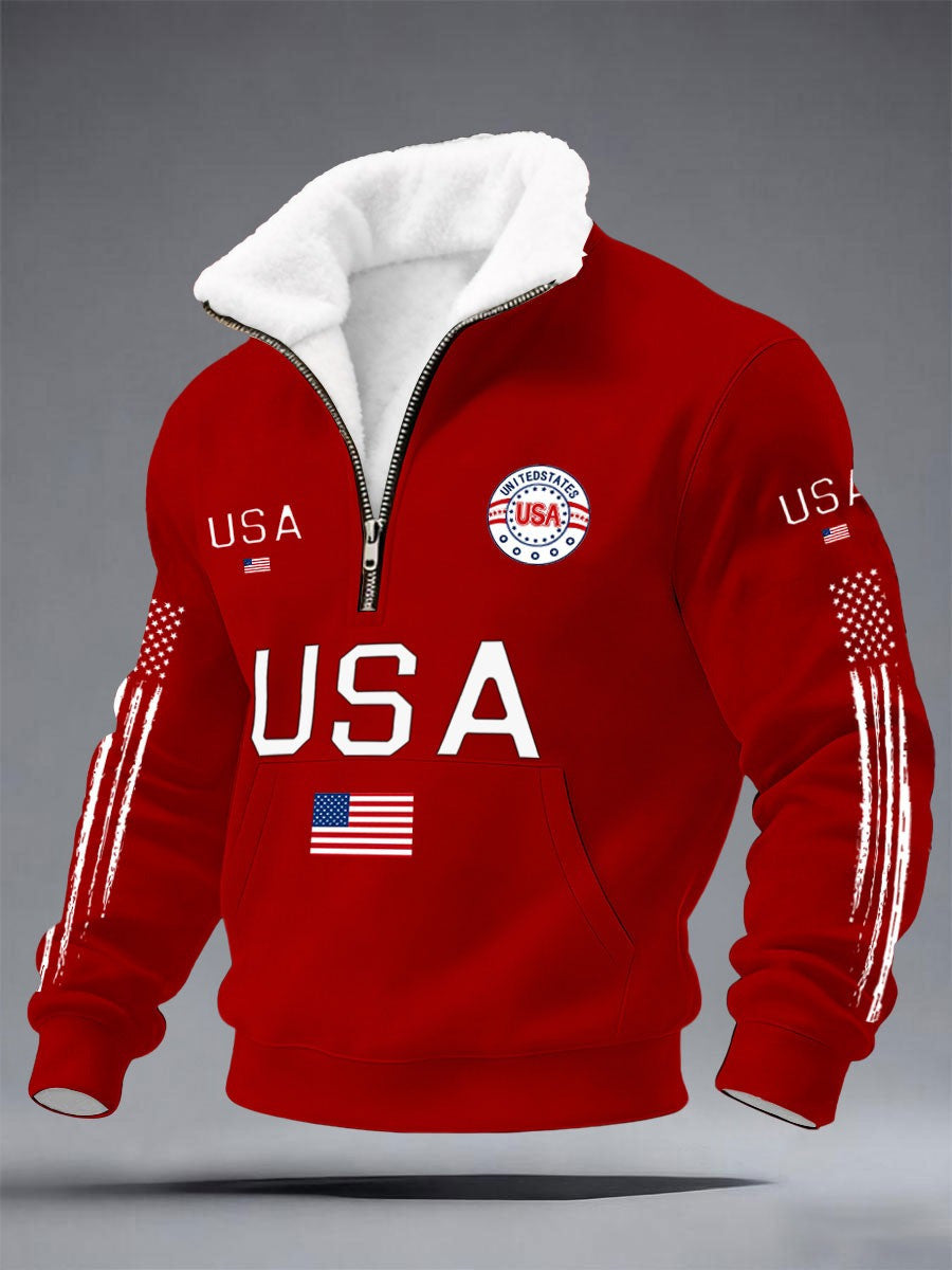 250Th Anniversary Stand Collar Quarter Zip Sweatshirt Unique Patriotic Gift For Him