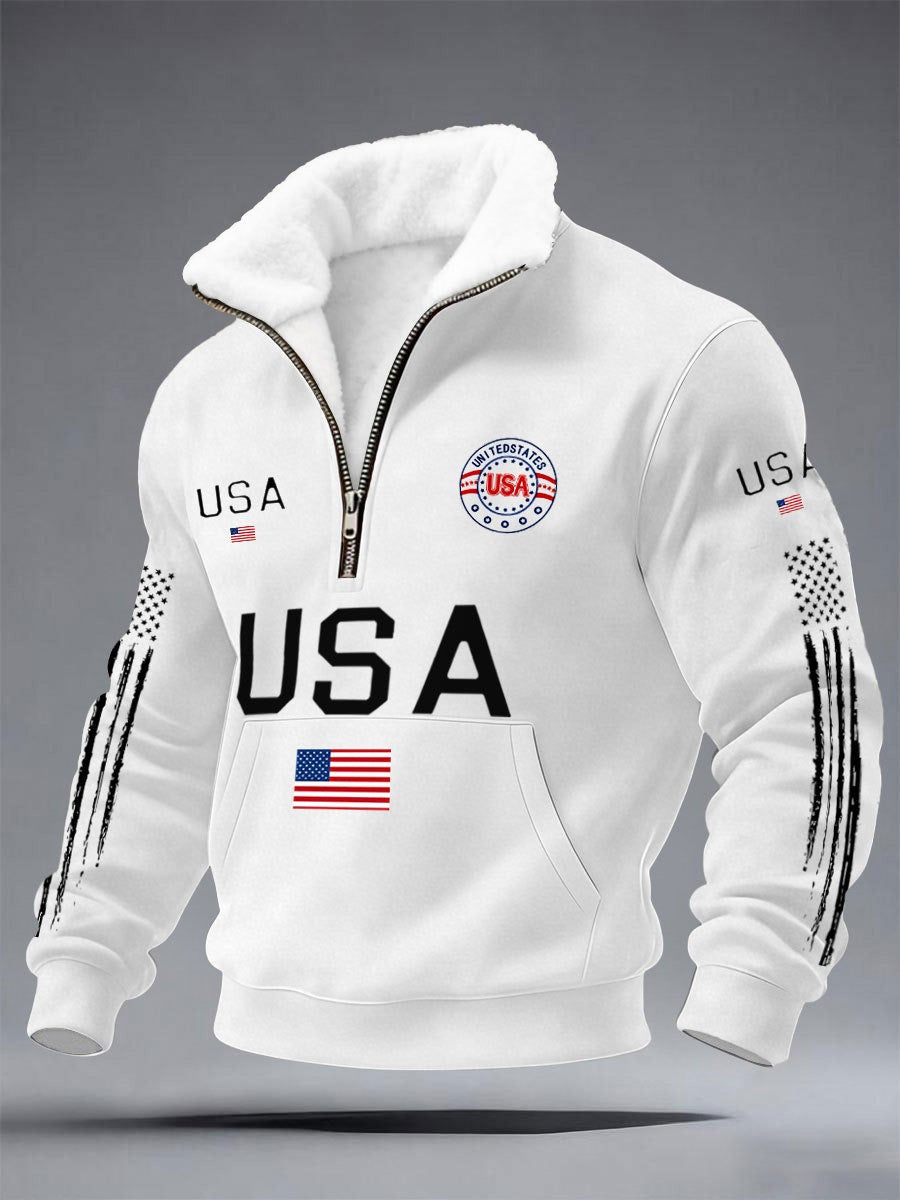 250Th Anniversary Stand Collar Quarter Zip Sweatshirt Unique Patriotic Gift For Him