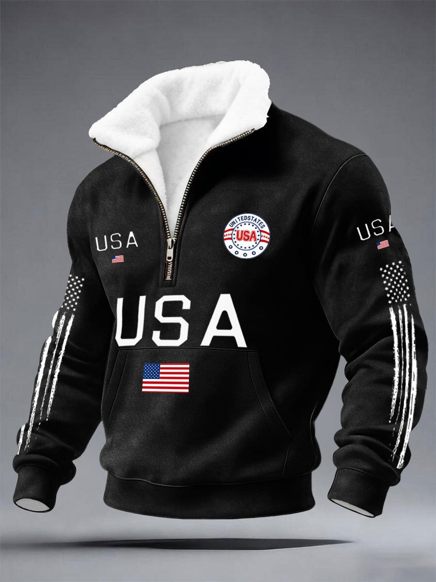 250Th Anniversary Stand Collar Quarter Zip Sweatshirt Unique Patriotic Gift For Him
