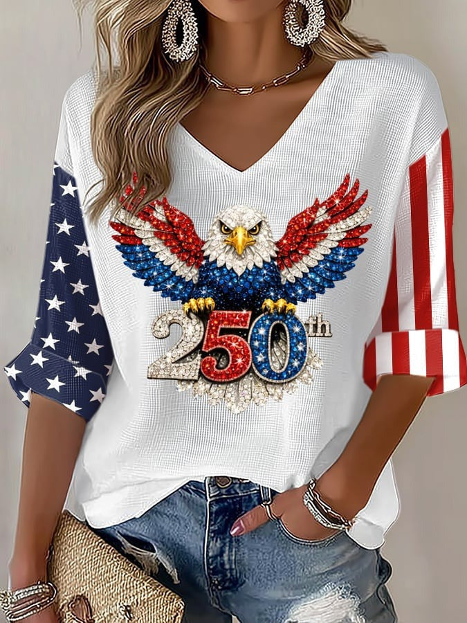 USA 250th Anniversary Long Sleeve Shirt American Eagle Graphic Gift for Wife