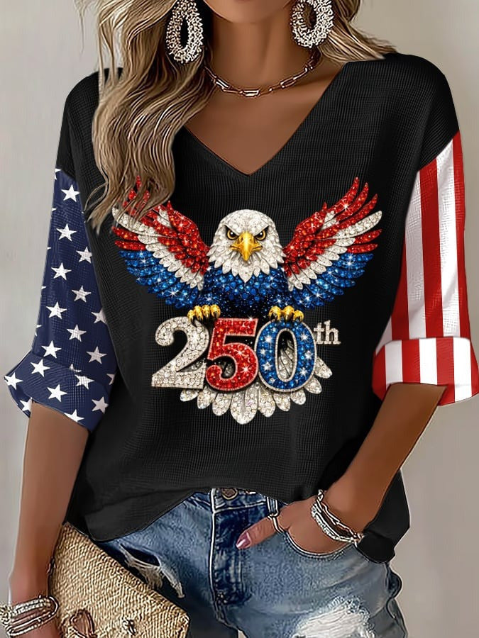 USA 250th Anniversary Long Sleeve Shirt American Eagle Graphic Gift for Wife