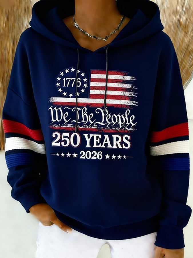 We The People Hoodie America 250th Anniversary Faith Print Pullover Gift for Women