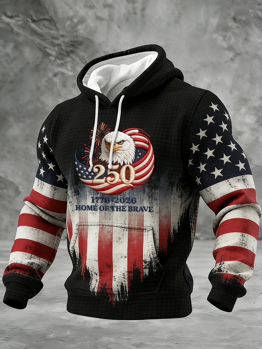 US 250th Anniversary Hoodie Bald Eagle Print American Pride Clothing Gift for Patriots