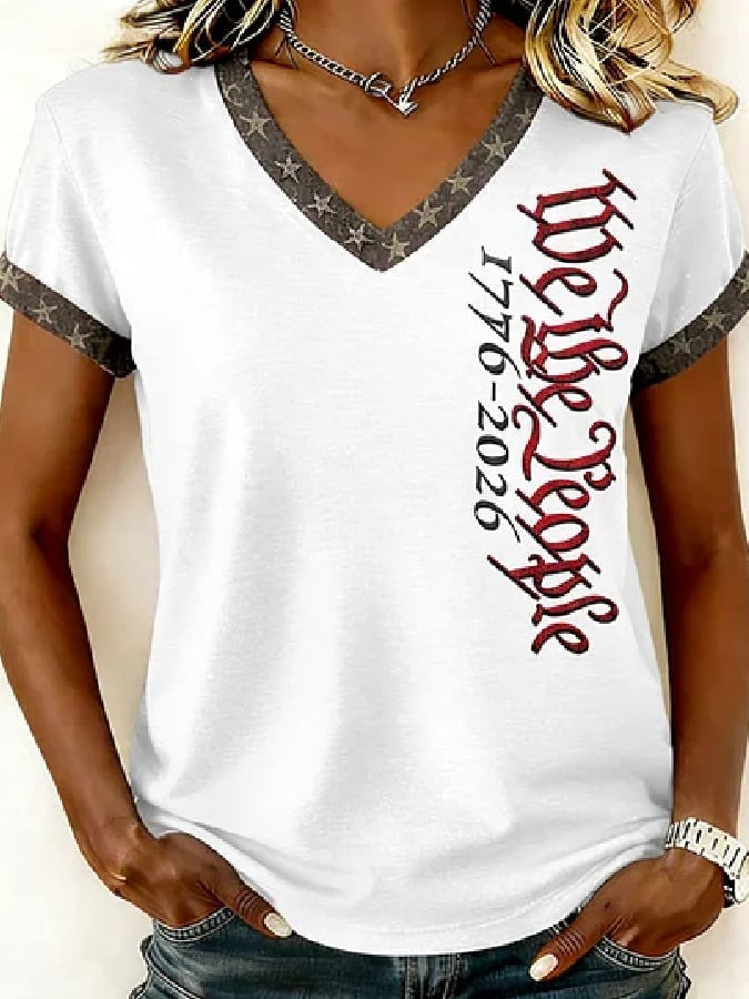 We The People 1776 2026 Shirt V-Neck American 250th Anniversary Gift for Wife