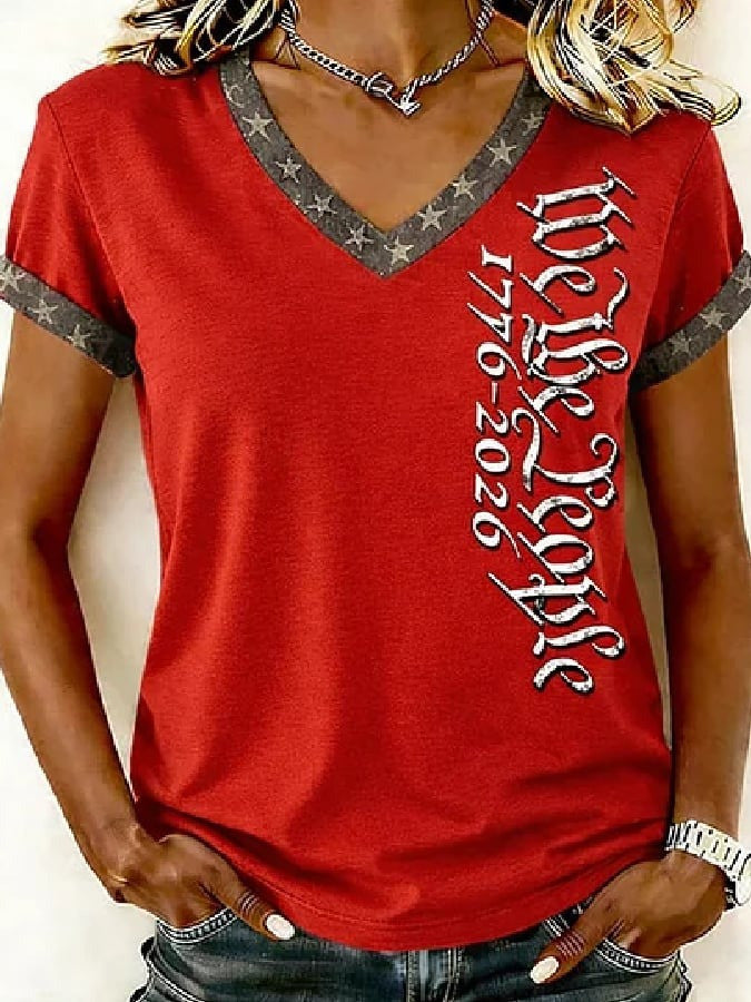 We The People 1776 2026 Shirt V-Neck American 250th Anniversary Gift for Wife