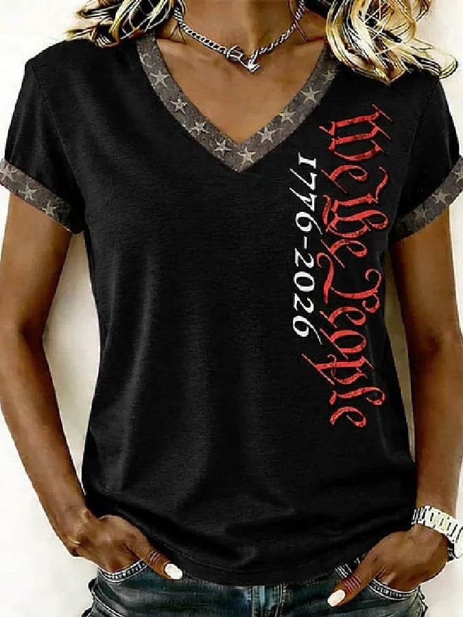 We The People 1776 2026 Shirt V-Neck American 250th Anniversary Gift for Wife