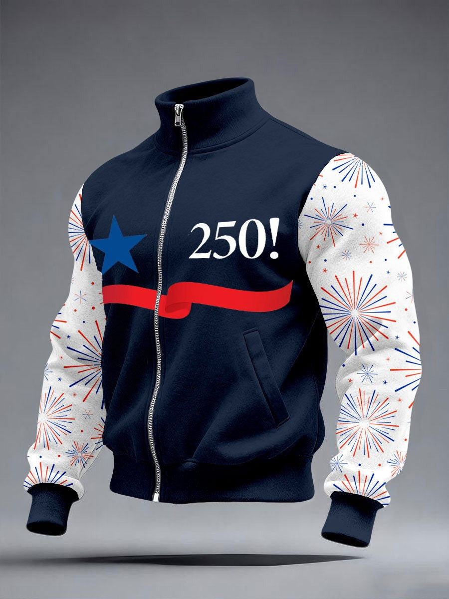 250th Anniversary Jacket Firework 250 Clothing Merch Gift For Retired Veterans