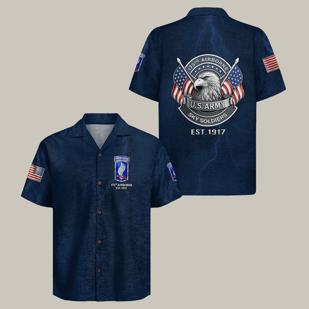 Eagle US Army 173rd Airborne Hawaiian Shirt Sky Soldiers Est 1917 Clothes Best Gift For Him