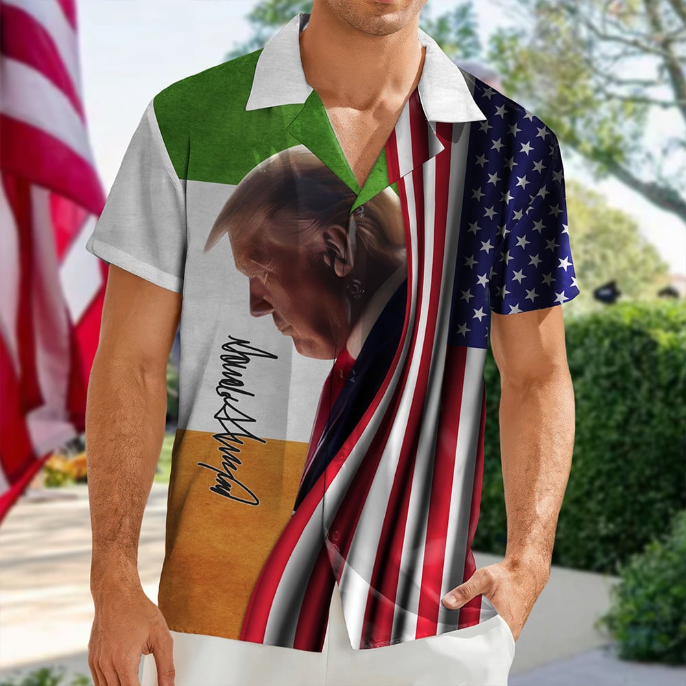 Trump 47 American And Irish Flag Hawaiian Shirt Donald Trump Won St. Patrick's Day Shirt