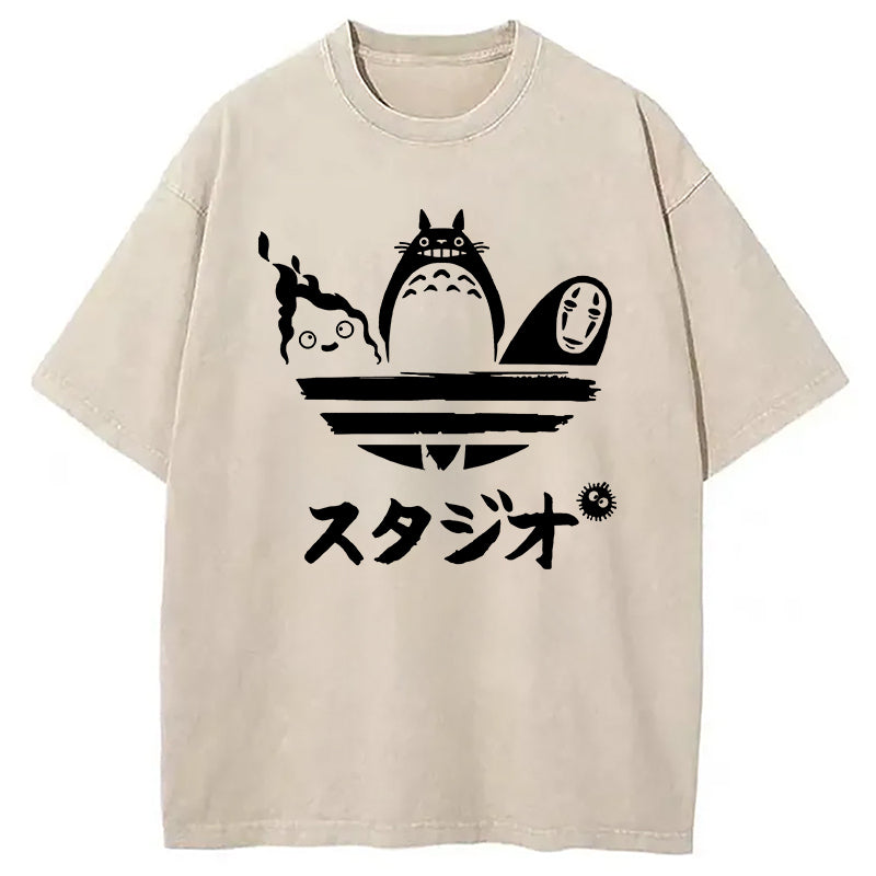 Ghibli Vintage Japanese Washed T-Shirt Casual Vintage Everyday Look Gifts For Him - Gypsysystersgift