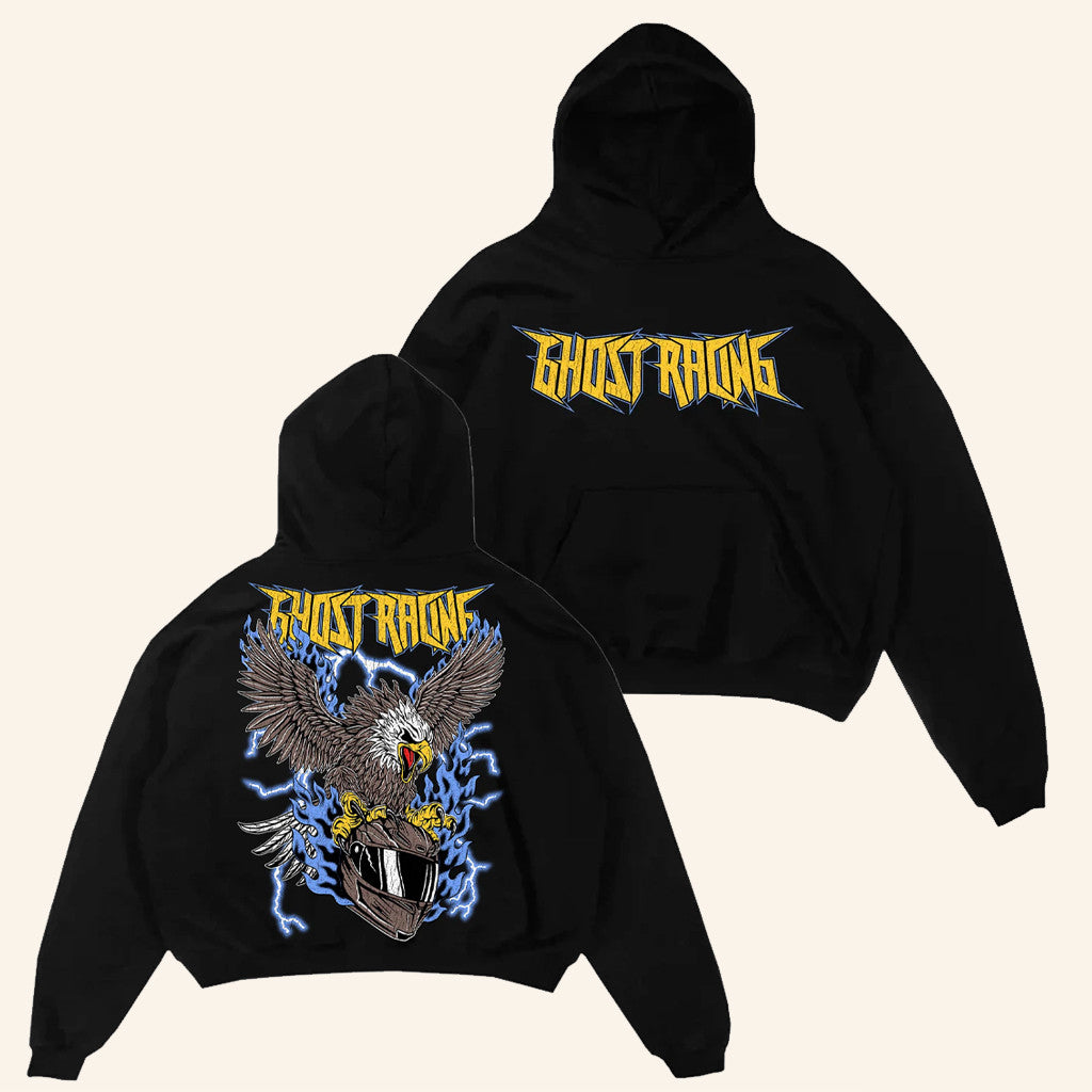 Ghost Racing Merch Blue Flaming Eagle Hoodie Xmas Presents For Him - Gypsysystersgift