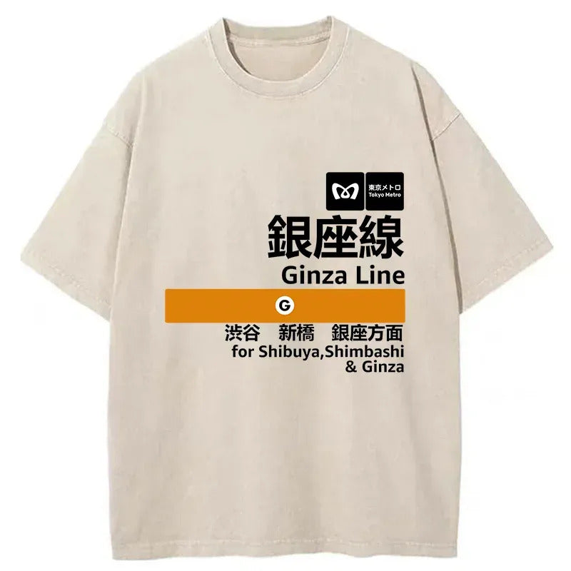 Ginza Line Japan Washed T-Shirt Cool Graphic Tee For Men Women Gifts For Her - Gypsysystersgift