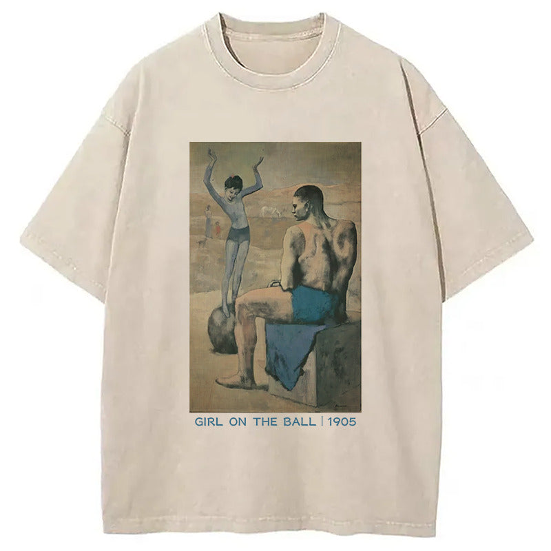 Girl on the Ball Washed T-Shirt Cool Urban Street Style Shirt Gifts For Her - Gypsysystersgift