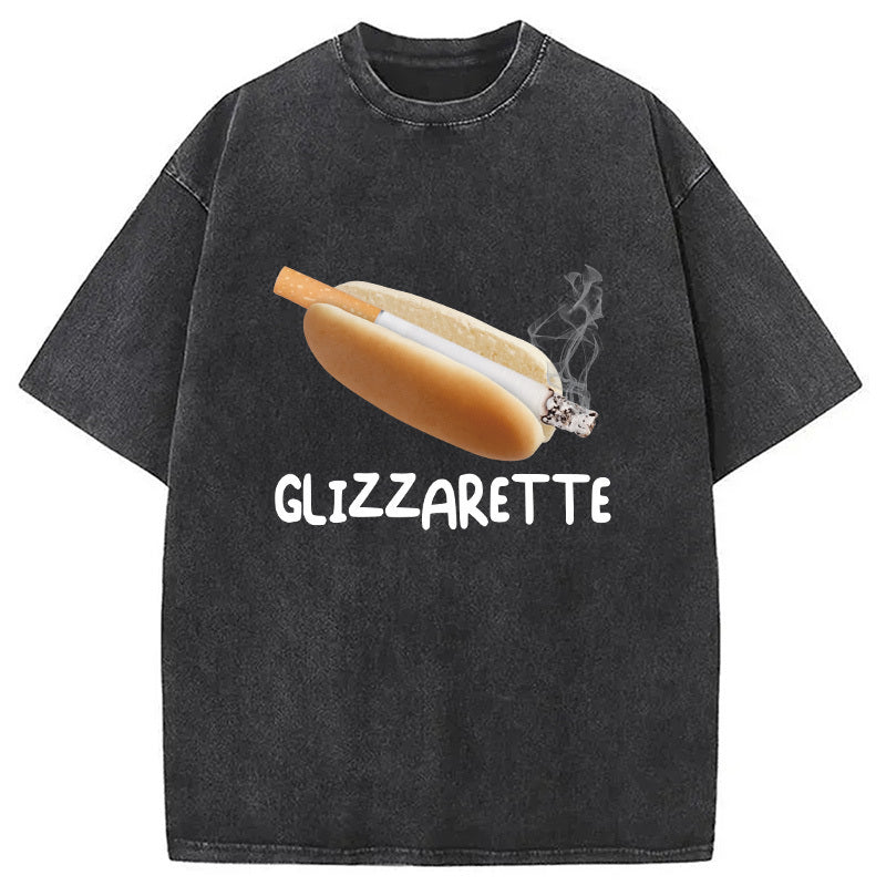 Glizzarette Funny Meme Washed T-Shirt Minimal Retro Graphic Clothing Gifts For Her - Gypsysystersgift