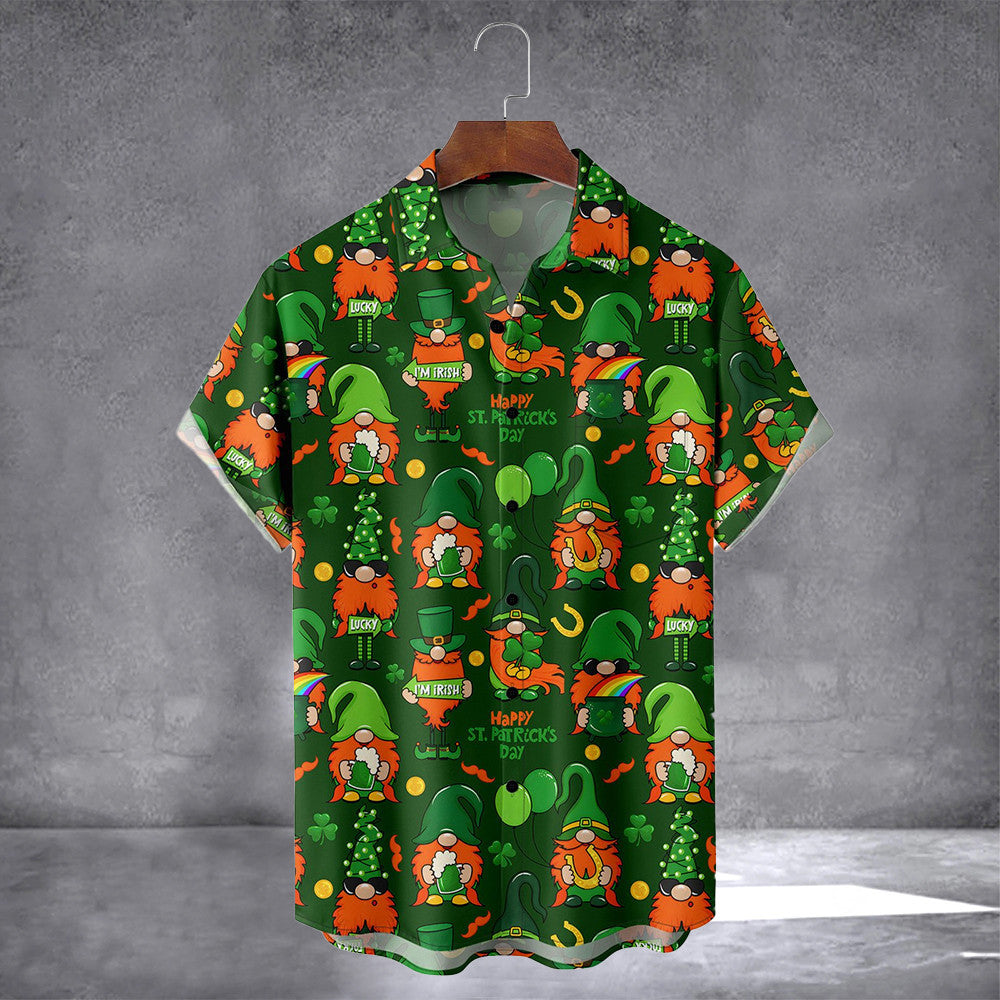 Gnome Happy St. Patrick's Day Hawaiian Shirt With Pocket Shamrock Irish Shirt Gift For Men - Famerry