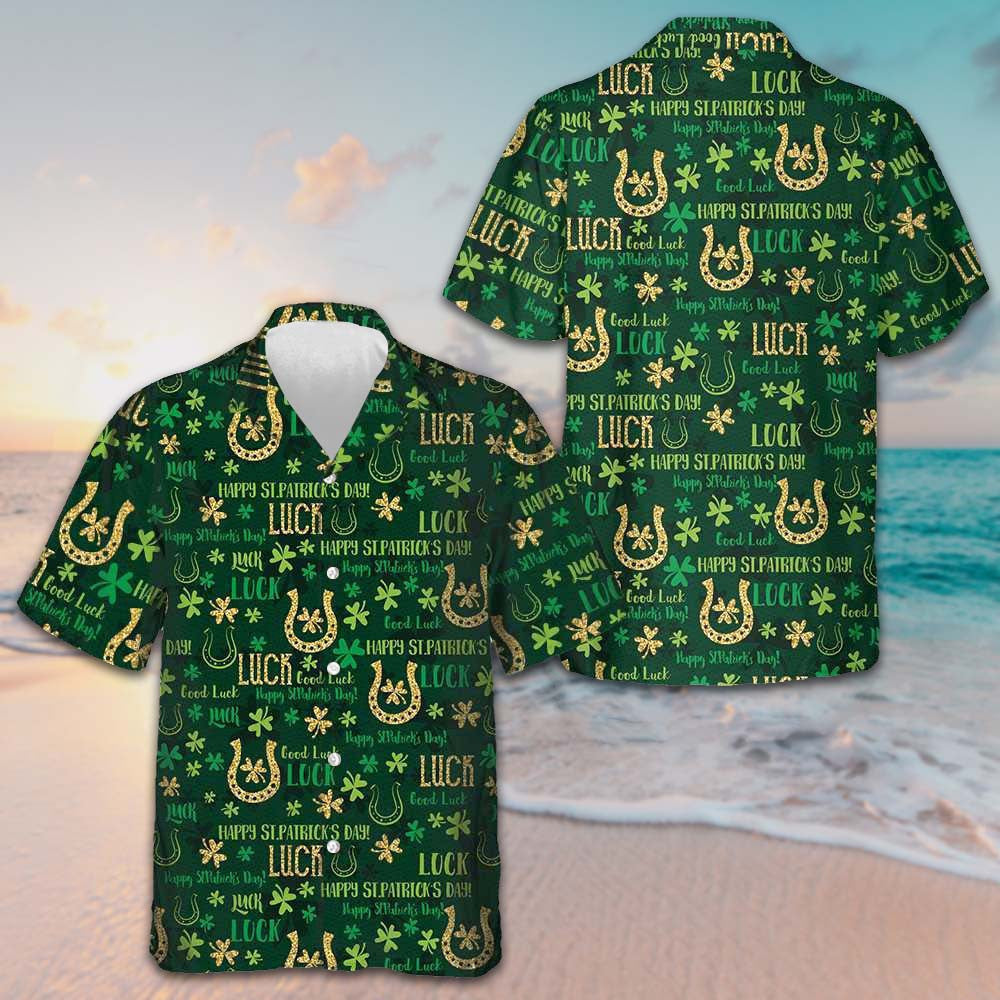Good Luck St Patrick's Day Hawaiian Shirt Mens Short Sleeve Button Up Gifts For Irish - Famerry