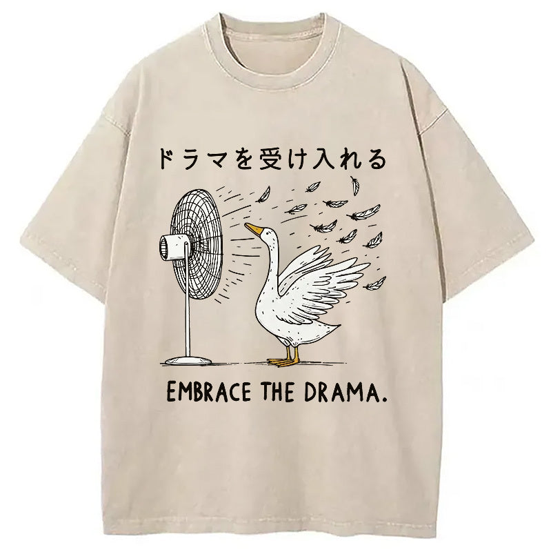 Goose Blowing Electric Fan Washed T-Shirt Funny Quote Unisex Shirt Gifts For Her - Gypsysystersgift