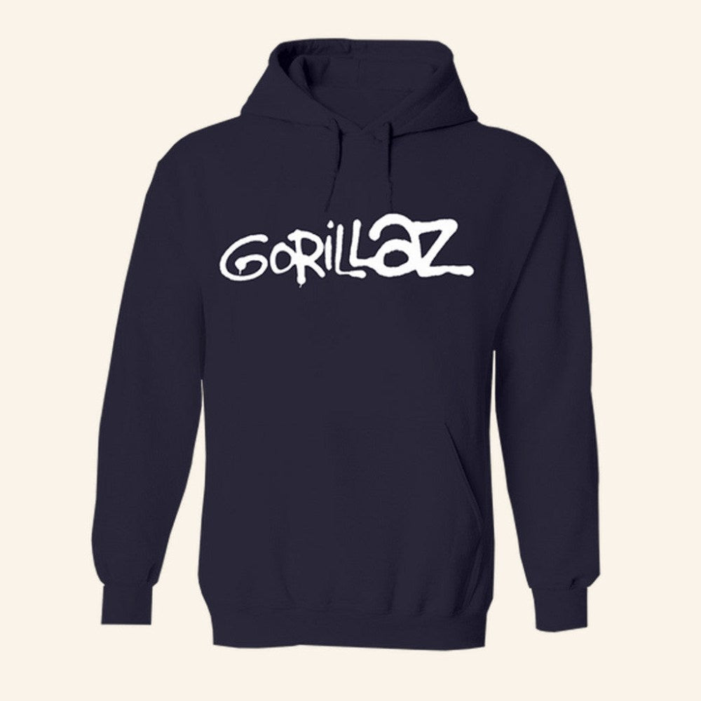 Gorillaz Merch 25 Graffiti Logo Navy Hoodie Birthday Gift Ideas For Him - Gypsysystersgift
