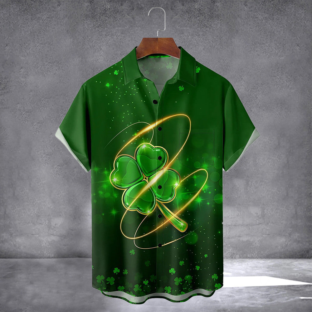 Green Irish St Patrick's Day Hawaiian Shirt With Pocket Holiday Button Up Shirt Gift For Irish - Famerry