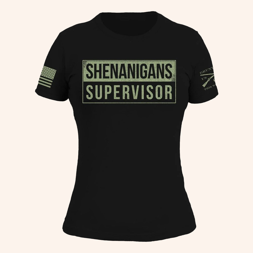 Grunt Style Merch Shenanigans Supervisor T-Shirt Black Patriotic Gifts For Her - GypsysystersGift