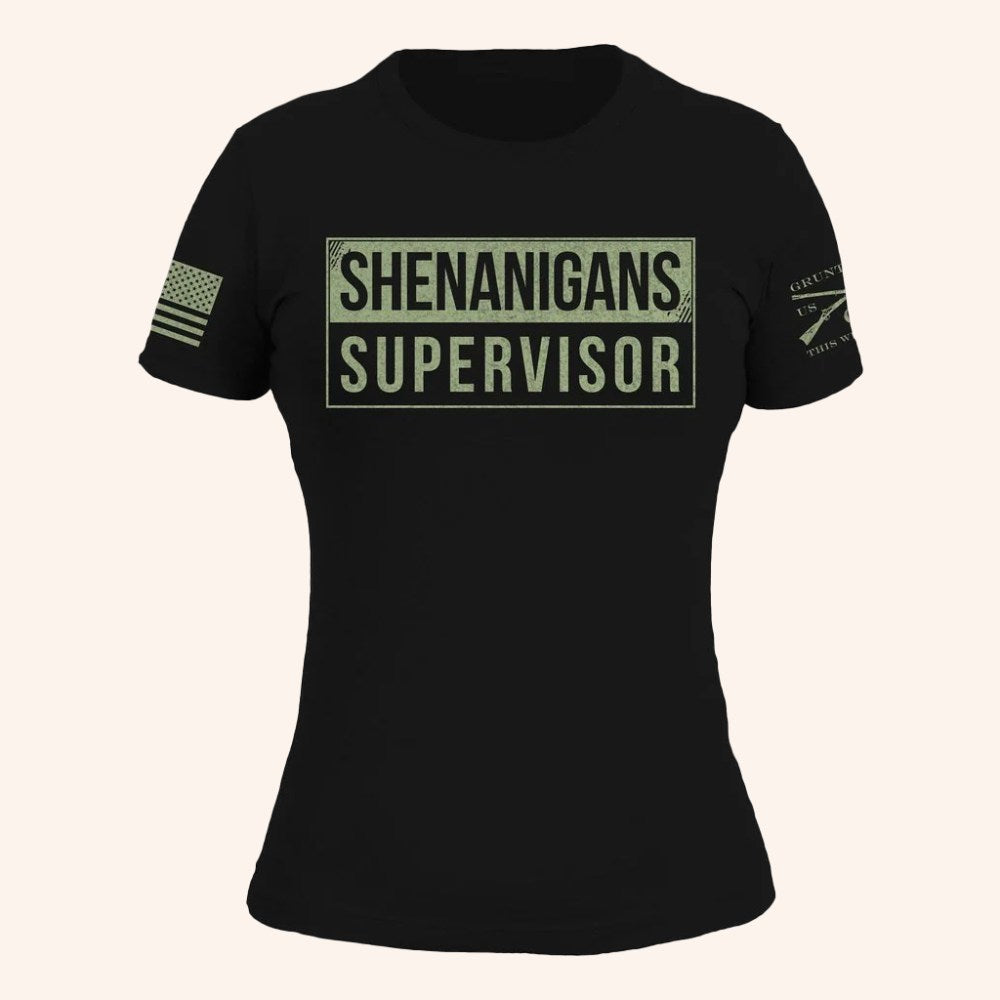 Grunt Style Merch Shenanigans Supervisor T-Shirt Black Patriotic Gifts For Her - GypsysystersGift