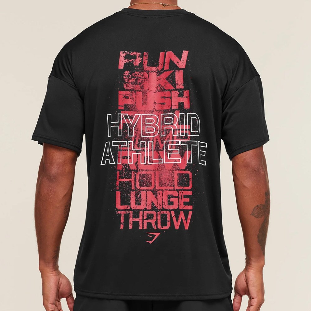 Gymshark Merch Hybrid Athlete Black T-Shirt Cool Gifts For Husband - GypsysystersGift