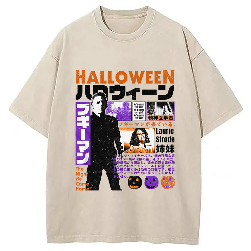 Halloween Japanese Blurbs Washed T-Shirt Trendy Aesthetic Graphic Apparel Gifts For Her - Gypsysystersgift