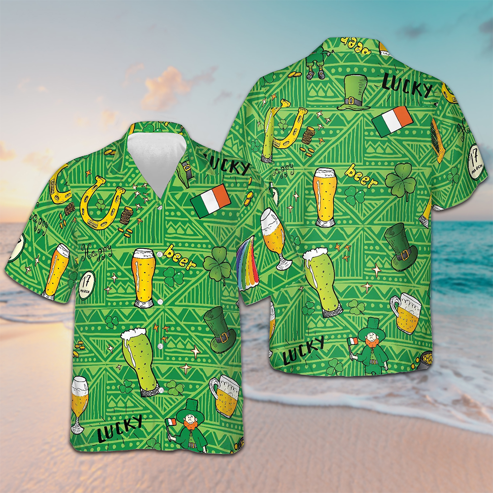 Happy Saint Patrick's Day Ireland Proud Pattern Hawaiian Shirt Button Up Shirt Gifts For Irish - Famerry