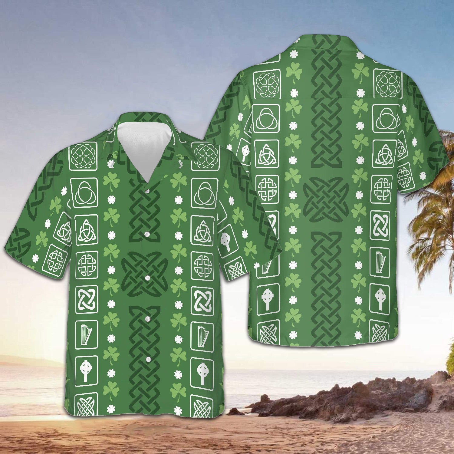Happy St Patrick's Day Hawaiian Shirt Green Celtic Irish St Patty's Day Hawaiian shirt - Famerry