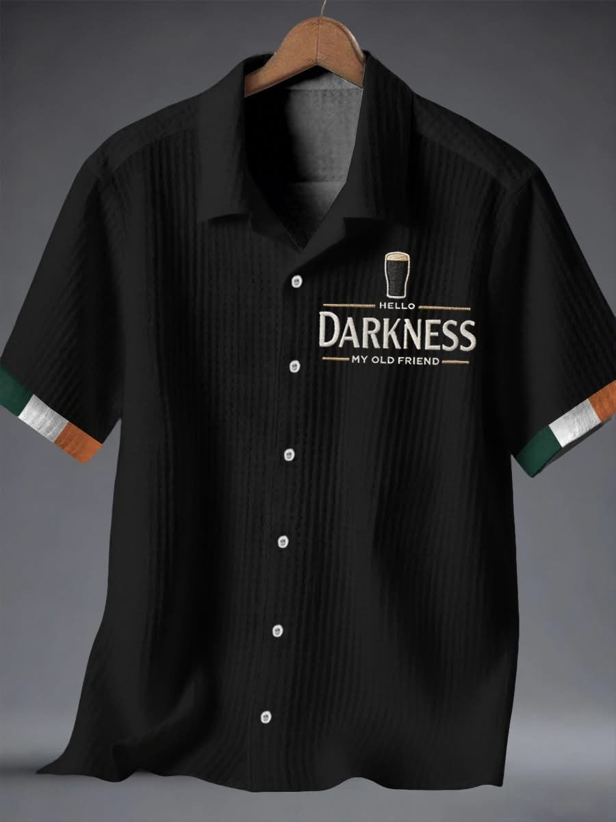 Hello Darkness My Old Friend Button Up Shirt St Patricks Day Clothes Presents For Him Ireland - Famerry