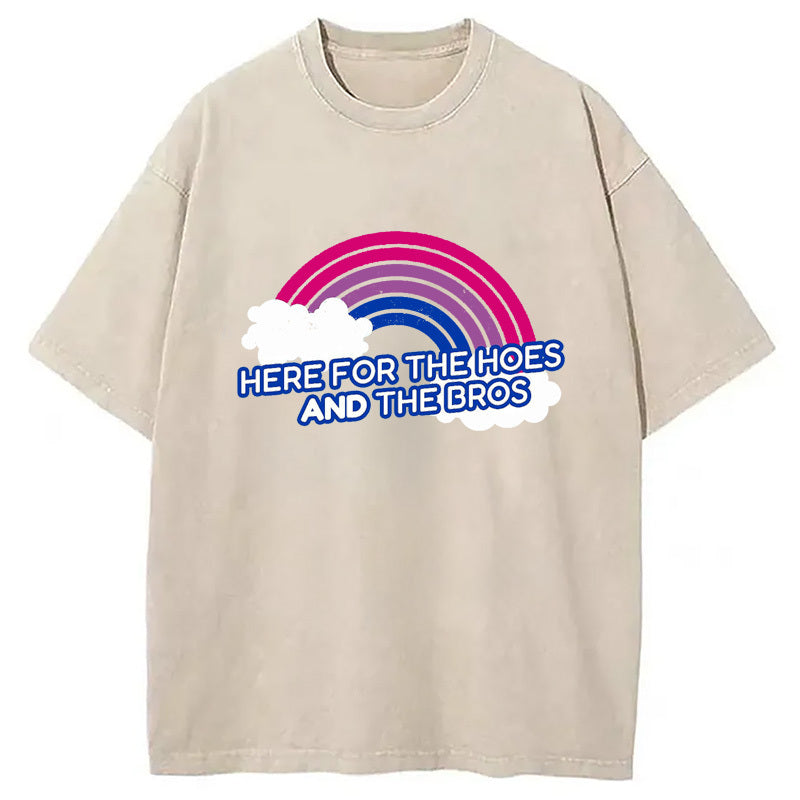Here For The Washed T-Shirt Retro Humor Graphic Top Gifts For BFF - Gypsysystersgift