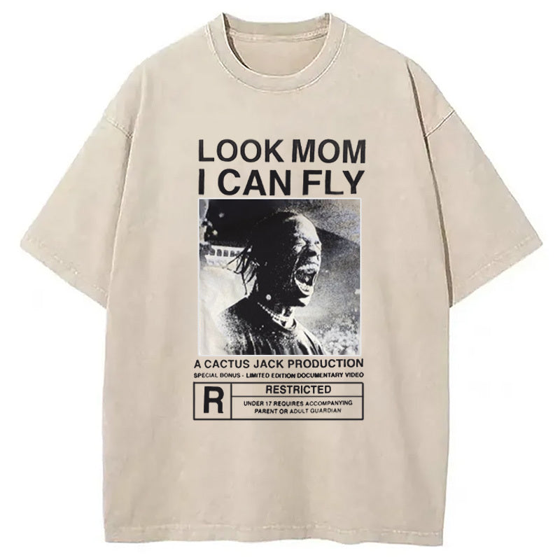 Hiphop I Can Fly Washed T-Shirt Retro Streetwear Graphic Top Gifts For Her - Gypsysystersgift
