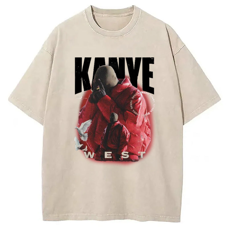 Hiphop Kanye West Washed T-Shirt Minimal Retro Graphic Clothing Gifts For Him - Gypsysystersgift