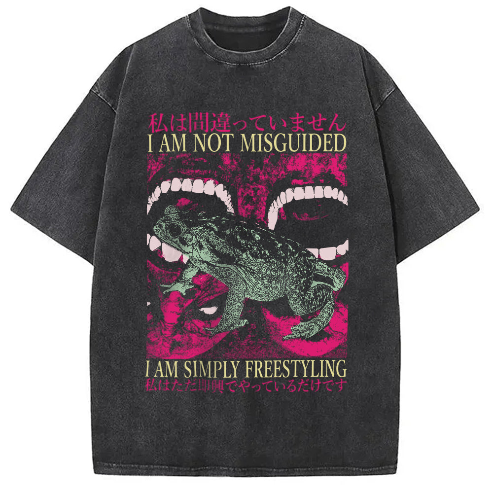 I Am Not Misguided Vintage Japanese Frog Washed T-Shirt Trendy Aesthetic Graphic Apparel Gifts For Her - Gypsysystersgift