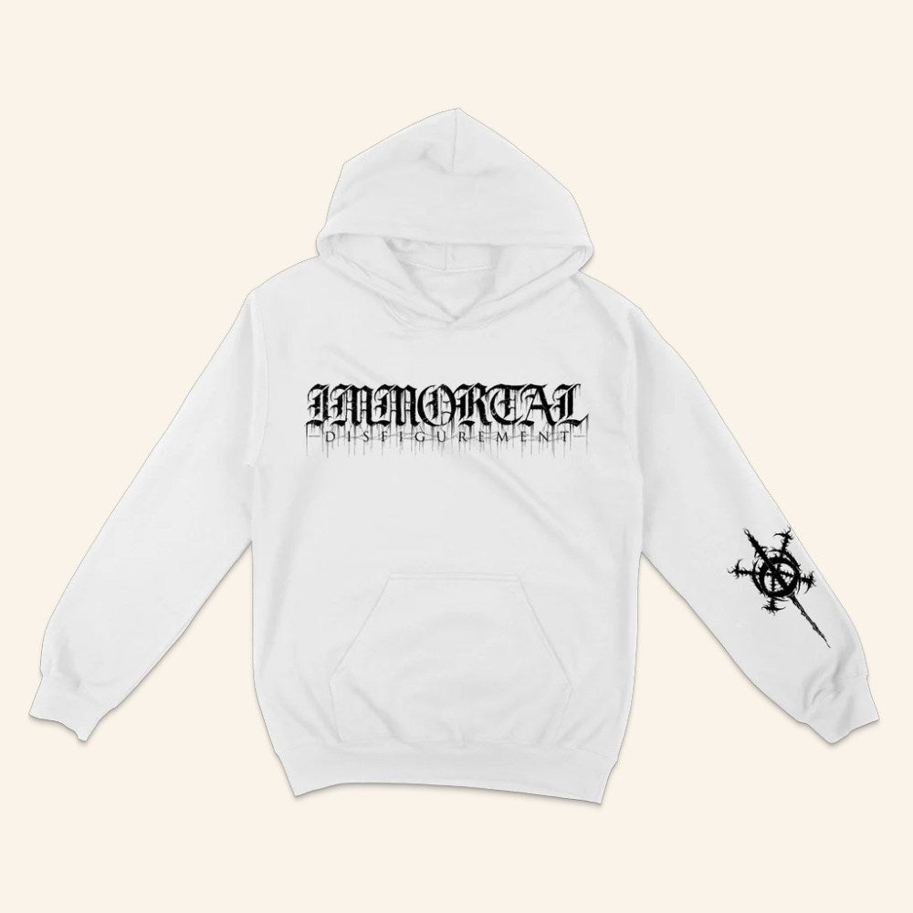Immortal Disfigurement Merch Logo White Hoodie Music Lover Gift Ideas For Him - Gypsysystersgift