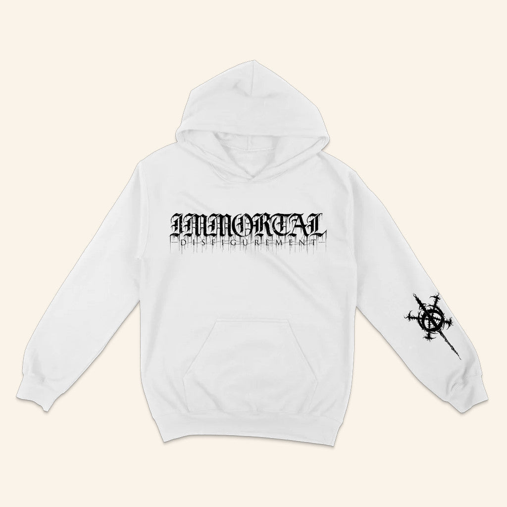 Immortal Disfigurement Merch Logo White Hoodie Music Lover Gift Ideas For Him - Gypsysystersgift