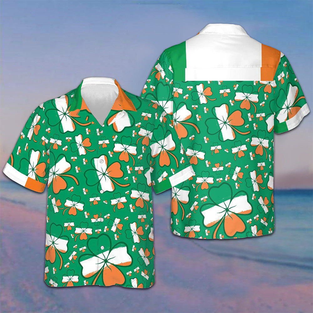 Ireland Shamrock Hawaiian Shirt Saint Patrick's Day Irish Holiday Button Up Shirt Mens - Famerry