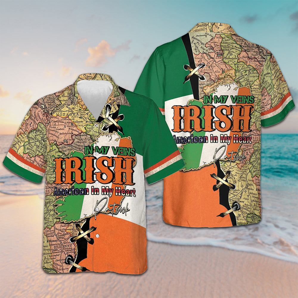 Irish In My Veins American In My Heart Hawaiian Shirt Patriotic St Patrick's Day Ideas - Famerry