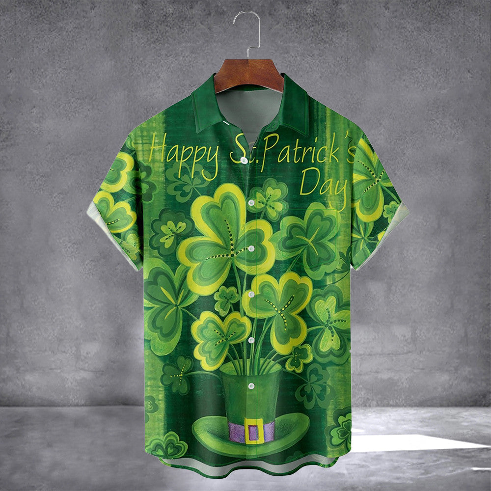 Irish Lucky Clover Hawaiian Shirt With Pocket Happy St Patricks Day Shirts Gift For Him - Famerry