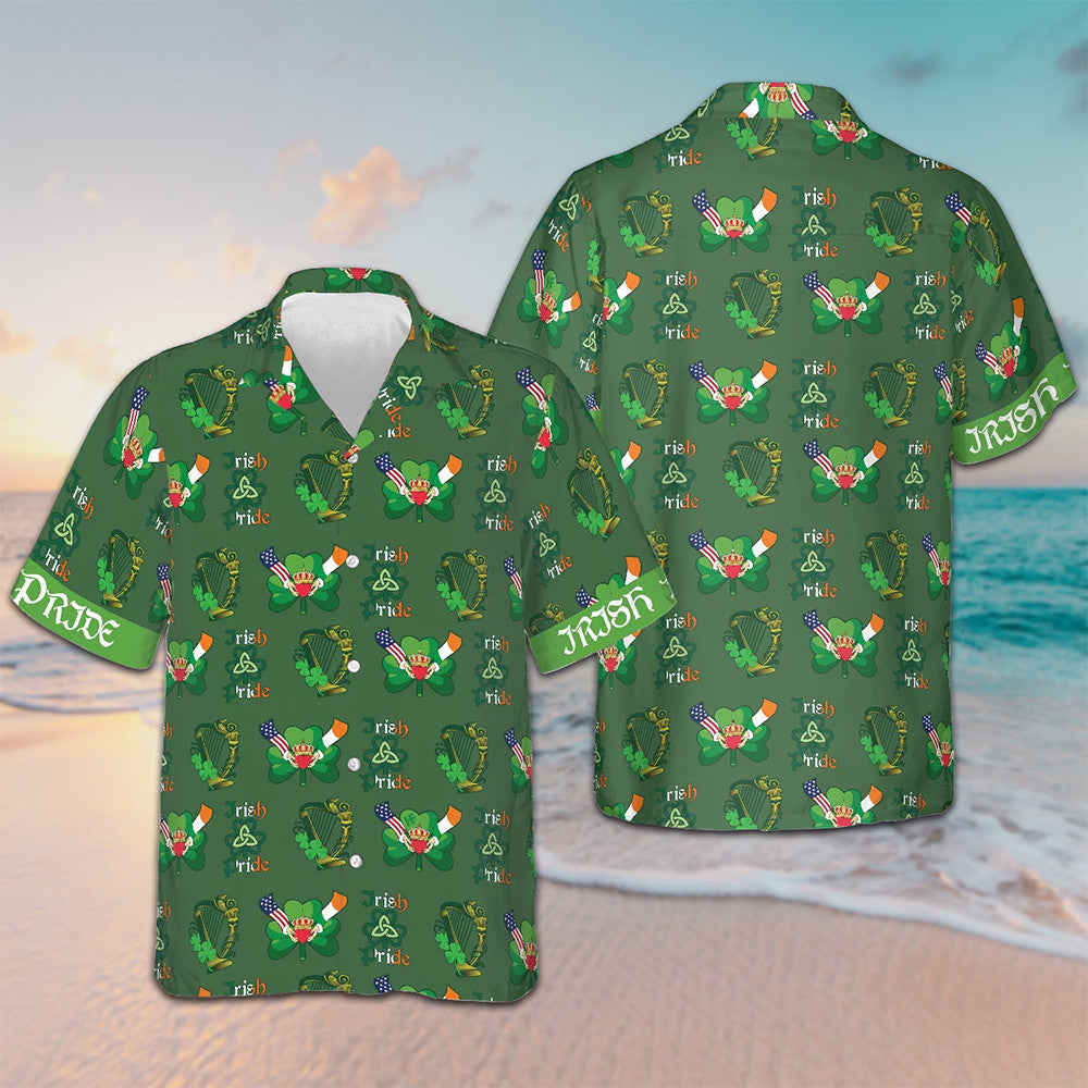 Irish Pride Hawaiian Shirt For Happy St Patrick's Day Shamrock Button Down Shirt Him Gifts - Famerry