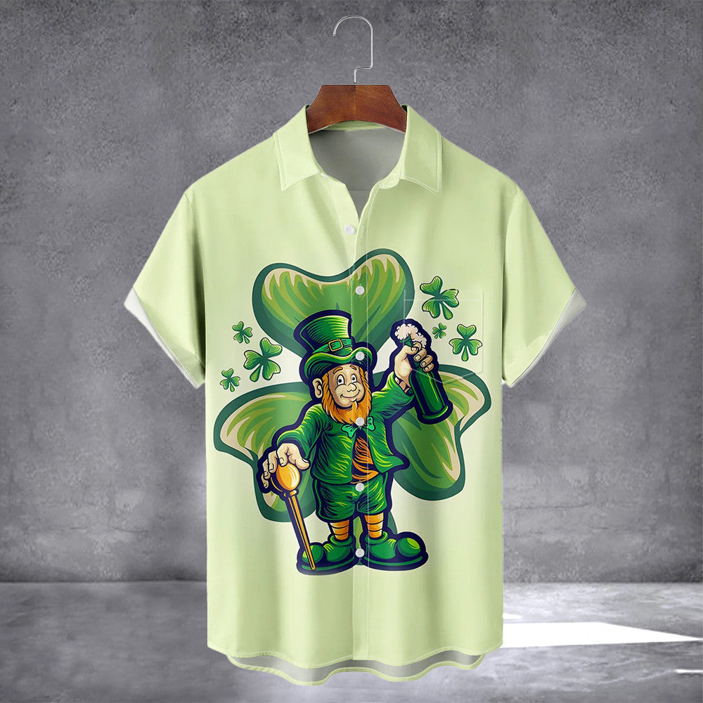 Irish St Patrick's Day Lucky Clover Beer Hawaiian Shirt With Pocket March 17 Holiday Shirt - Famerry